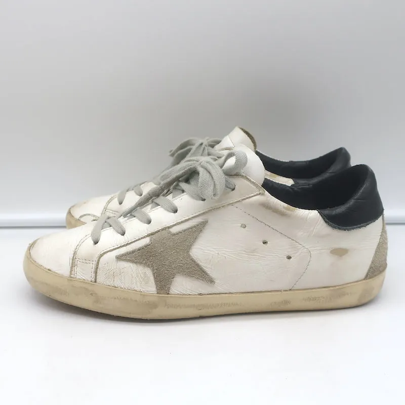 Golden Goose Superstar Sneakers White Leather with Black Heel Tab Size 37