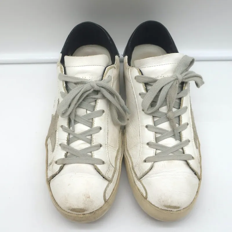 Golden Goose Superstar Sneakers White Leather with Black Heel Tab Size 37