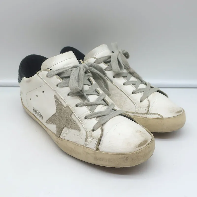 Golden Goose Superstar Sneakers White Leather with Black Heel Tab Size 37