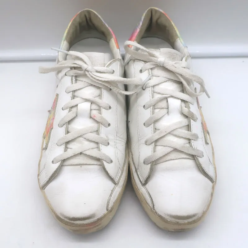 Golden Goose Superstar Tie Dye Low Top Sneakers White Leather Size 37