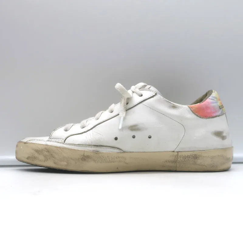 Golden Goose Superstar Tie Dye Low Top Sneakers White Leather Size 37