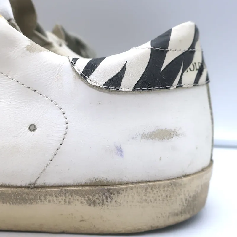 Golden Goose Superstar Zebra & Leopard Print Sneakers White Leather Size 39