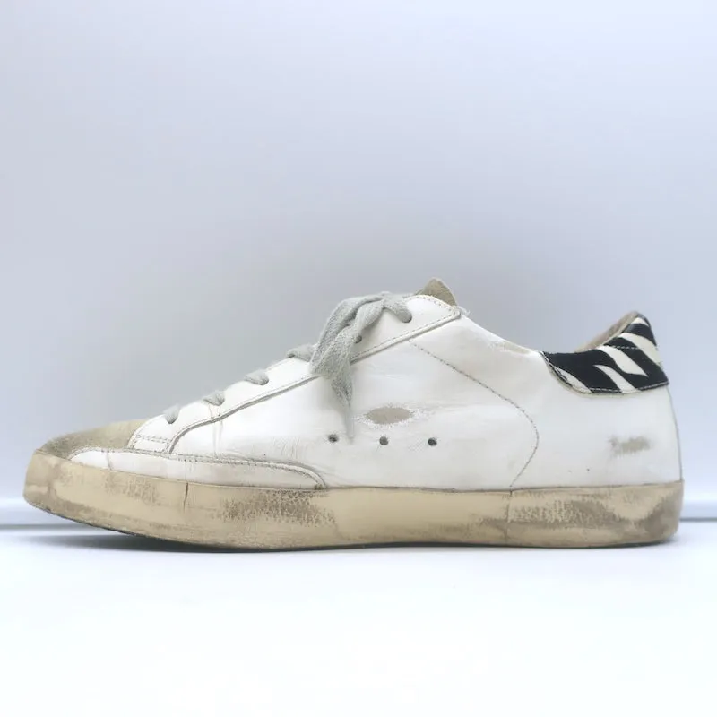 Golden Goose Superstar Zebra & Leopard Print Sneakers White Leather Size 39