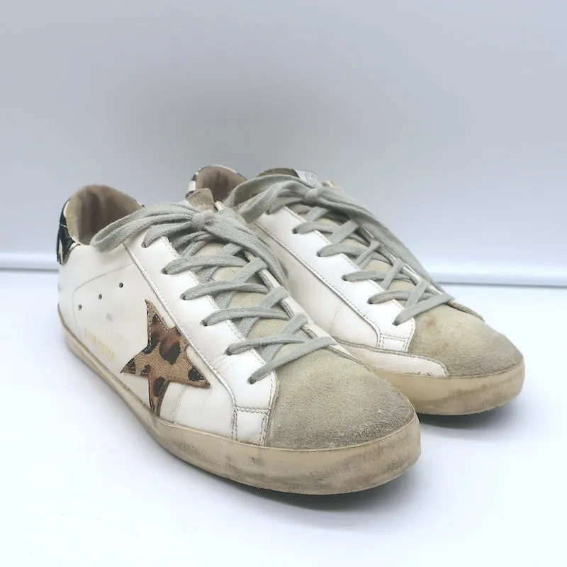 Golden Goose Superstar Zebra & Leopard Print Sneakers White Leather Size 39