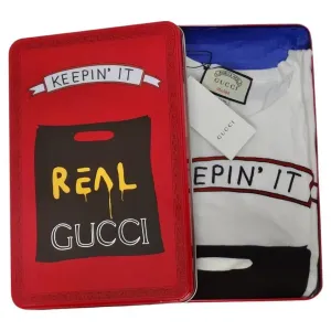 Gucci X Angela Hicks Limited Edition White Cotton 'Keepin It Real' T Shirt   Tin