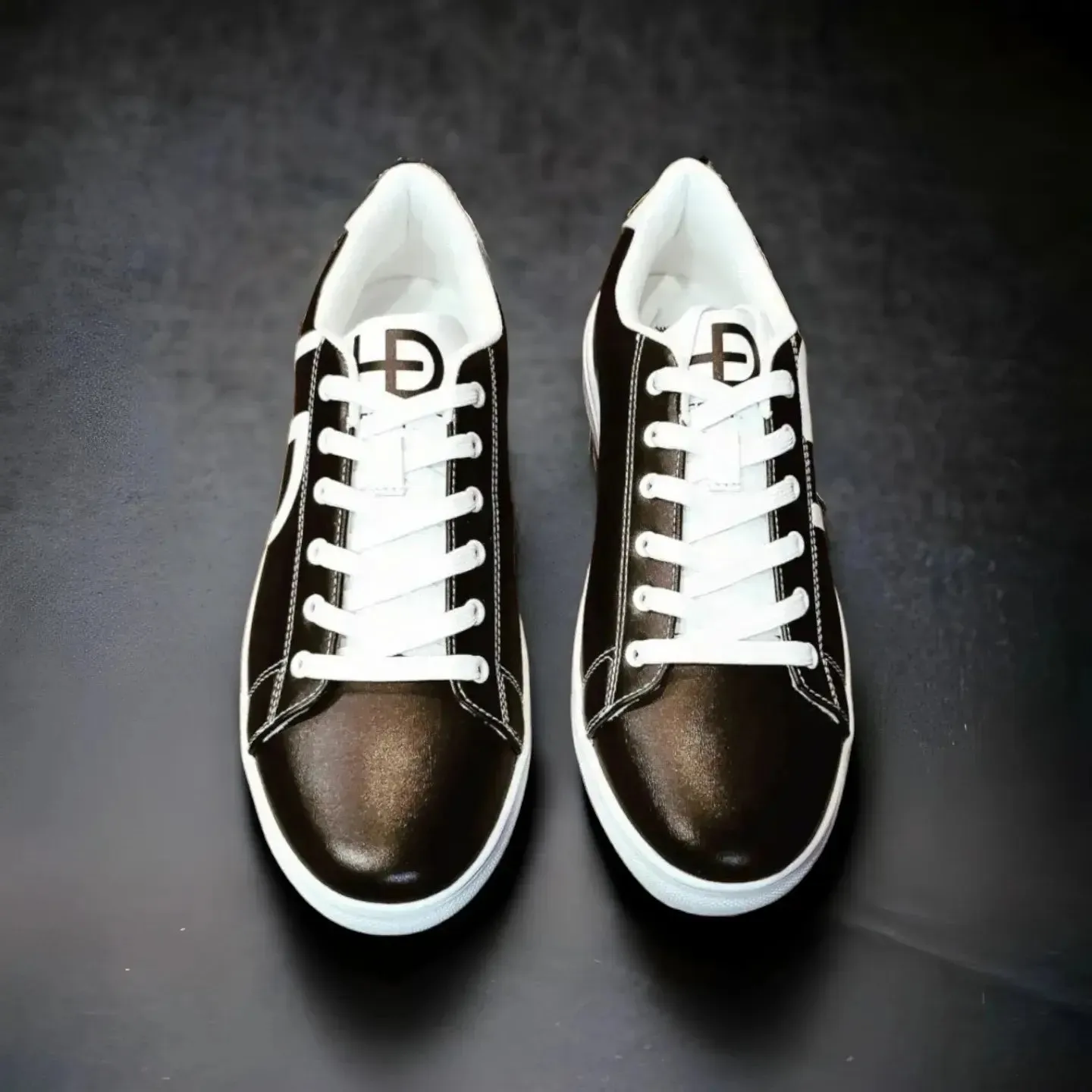 HEED NYC Women's Classic Black & White Vegan Leather Sneakers