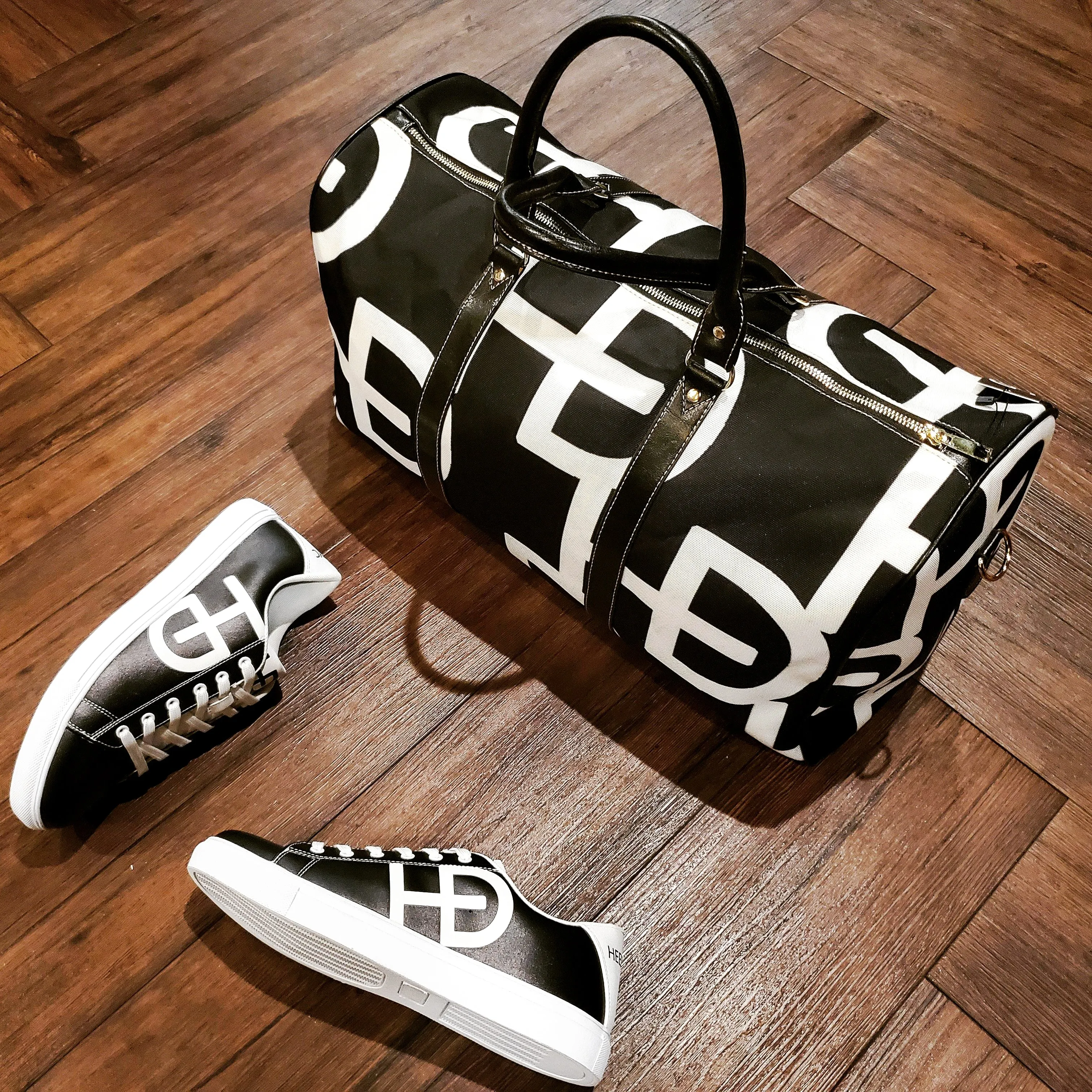 HEED NYC Women's Classic Black & White Vegan Leather Sneakers