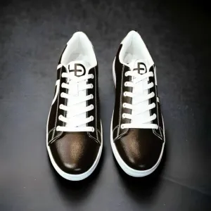 HEED NYC Women's Classic Black & White Vegan Leather Sneakers