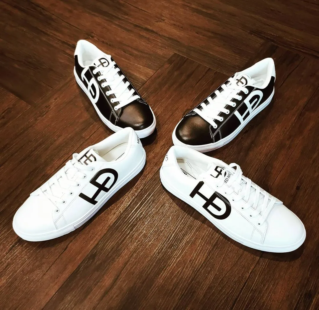 HEED NYC Women's Classic Black & White Vegan Leather Sneakers