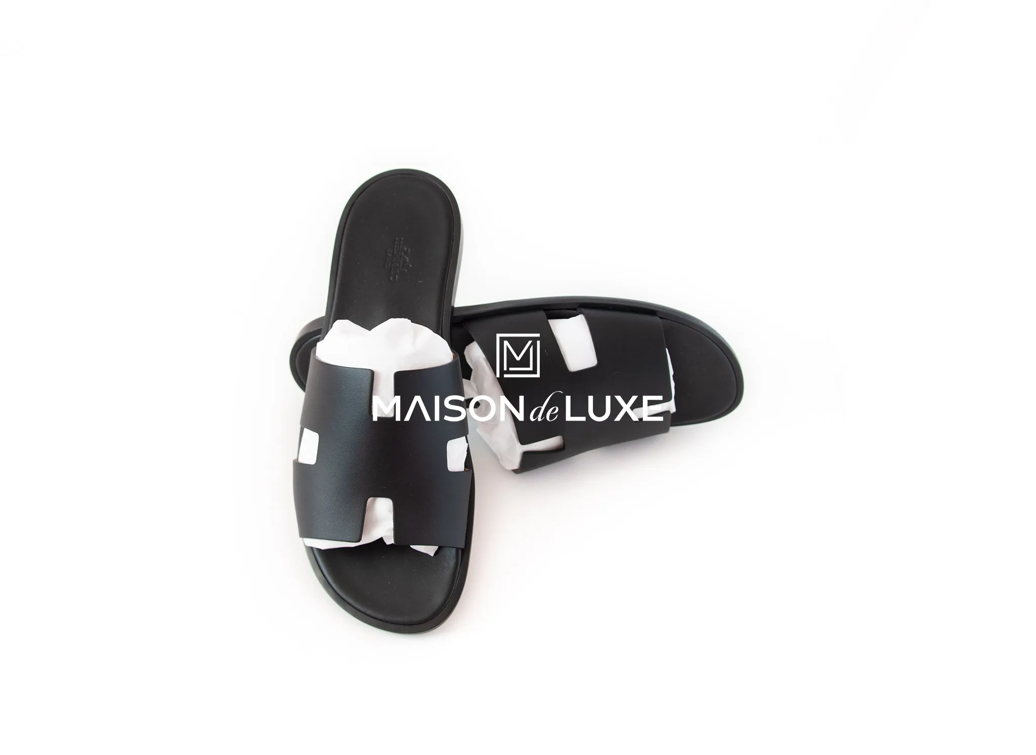 Hermes Men's Noir Black Izmir Sandal 45