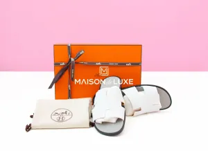 Hermes Men's White Gray Izmir Sandal 43.5