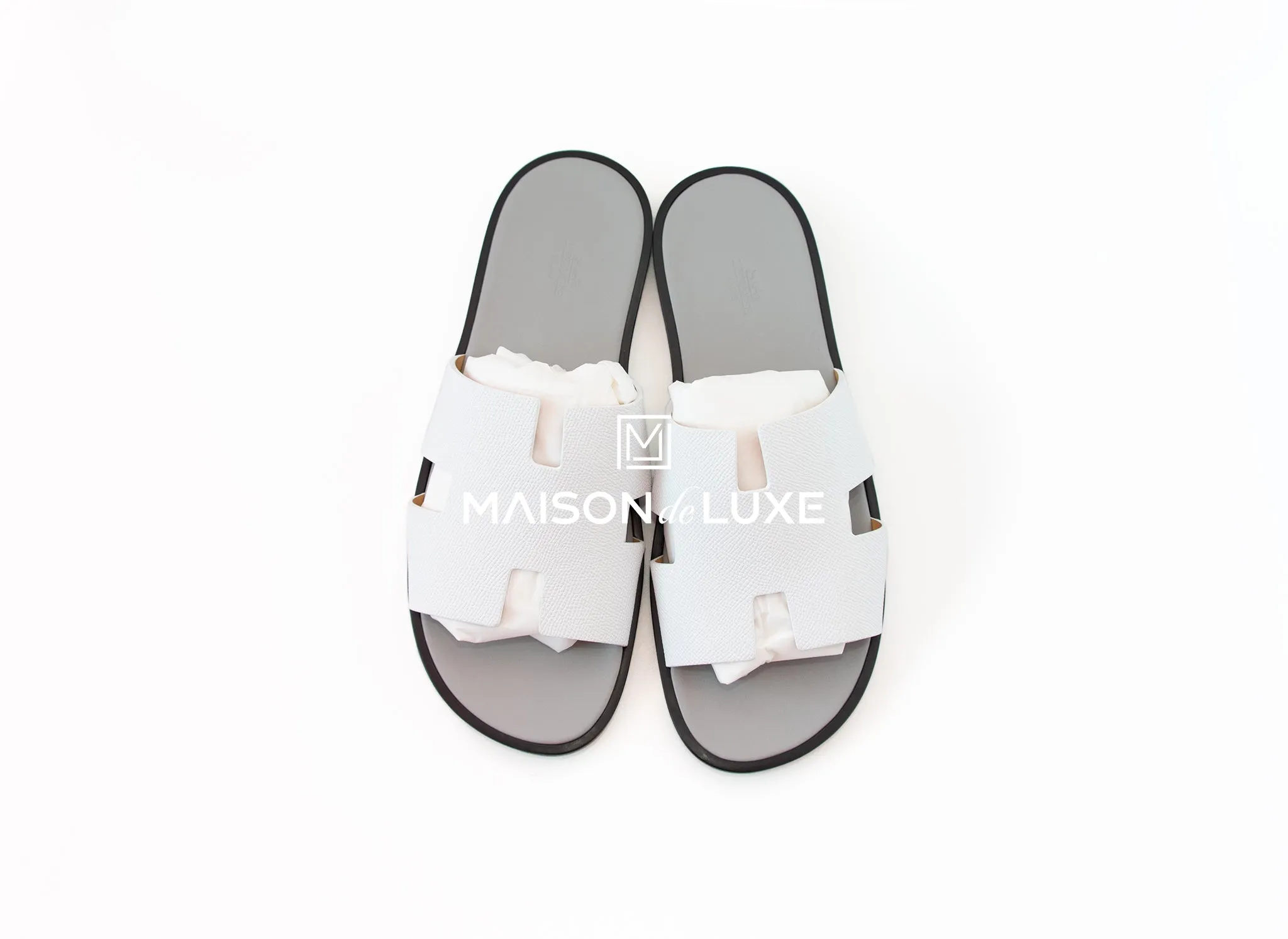 Hermes Men's White Gray Izmir Sandal 43.5
