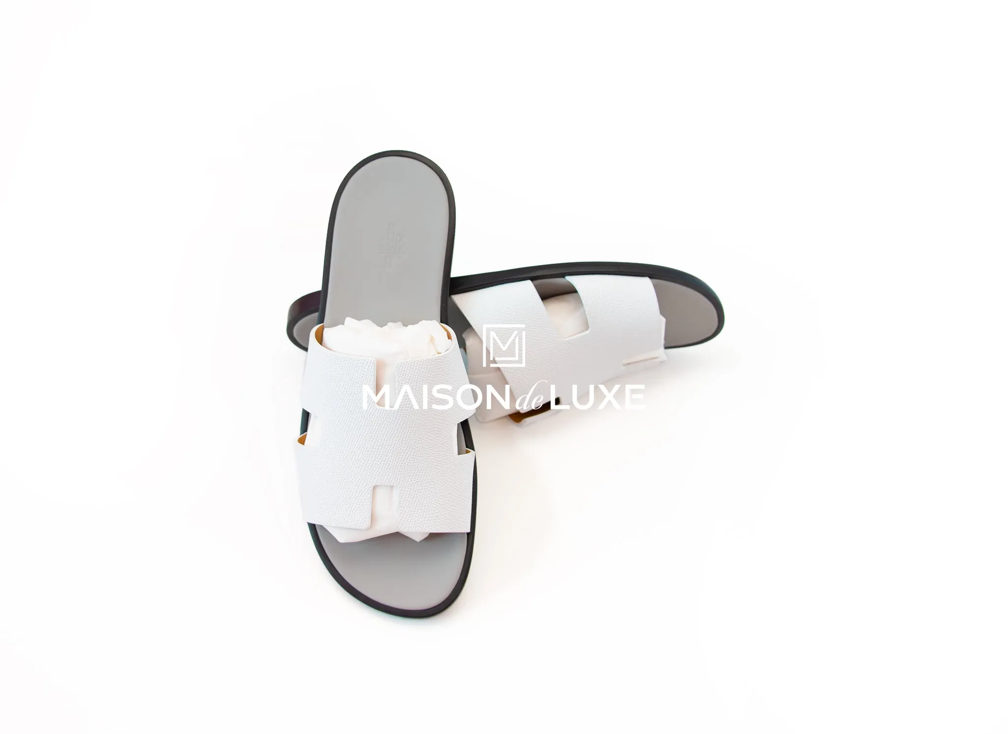 Hermes Men's White Gray Izmir Sandal 43.5