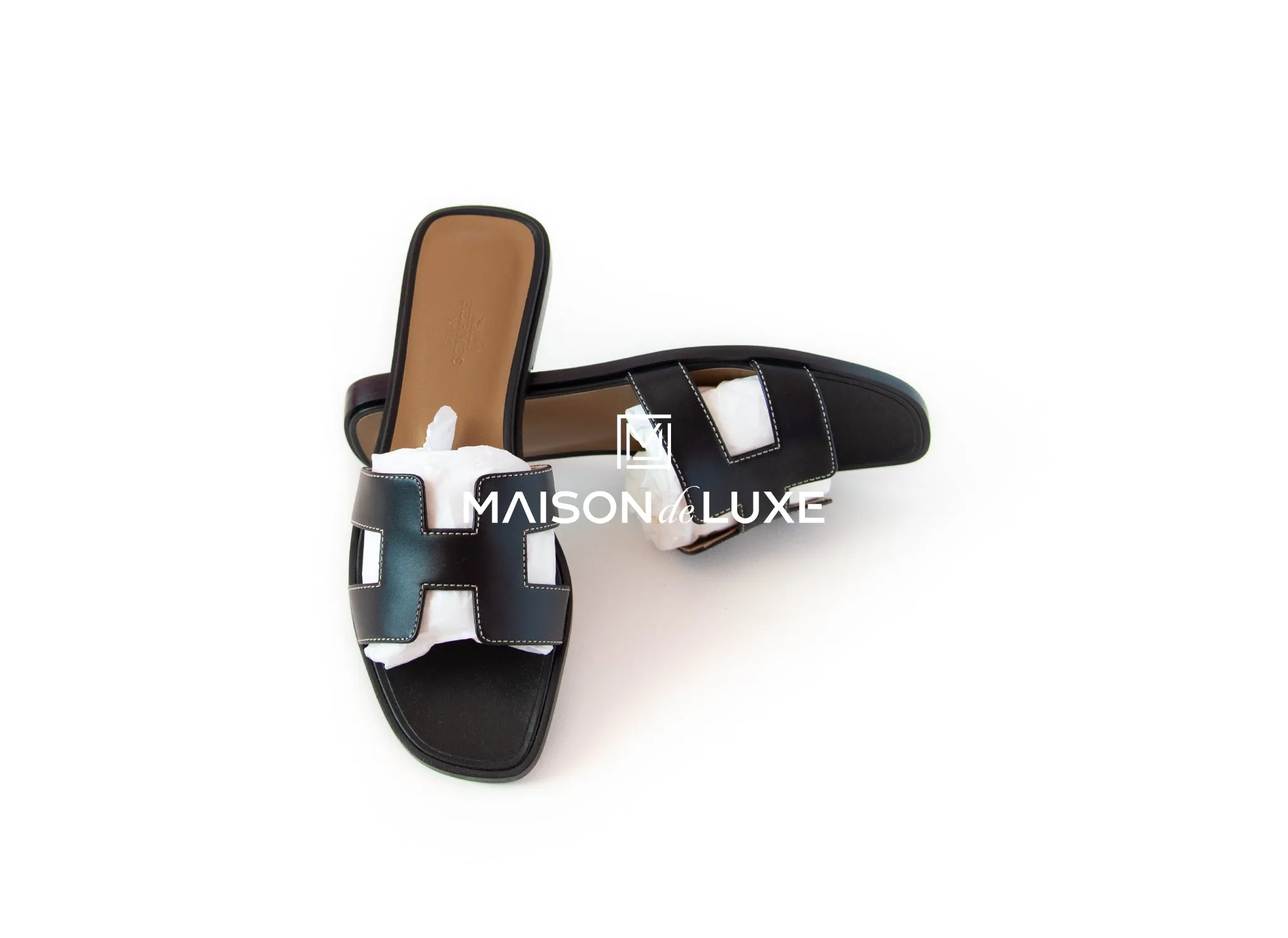 Hermes Women's Black Oran Sandal 38