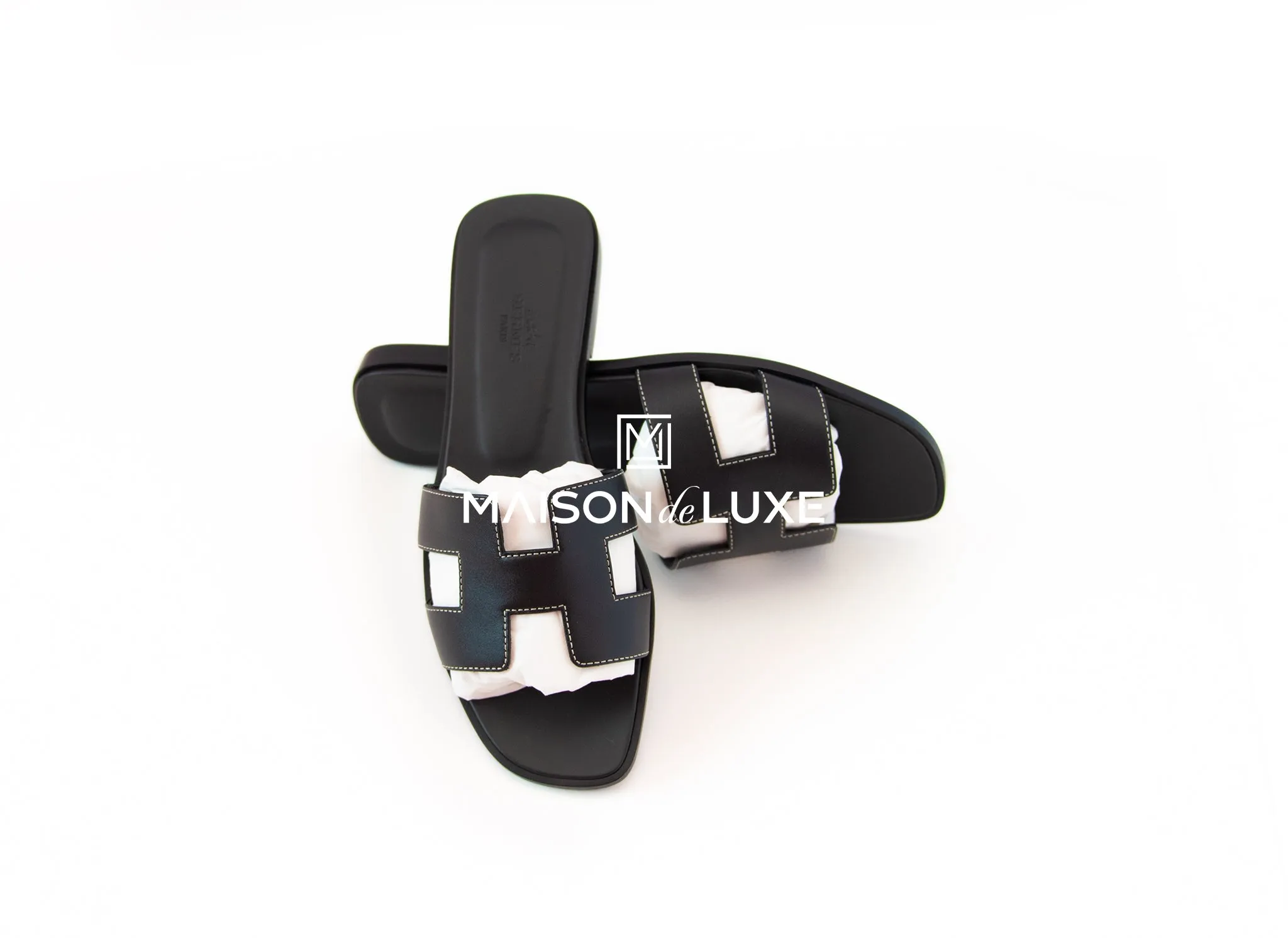 Hermes Women's Black Oran Sandal 38