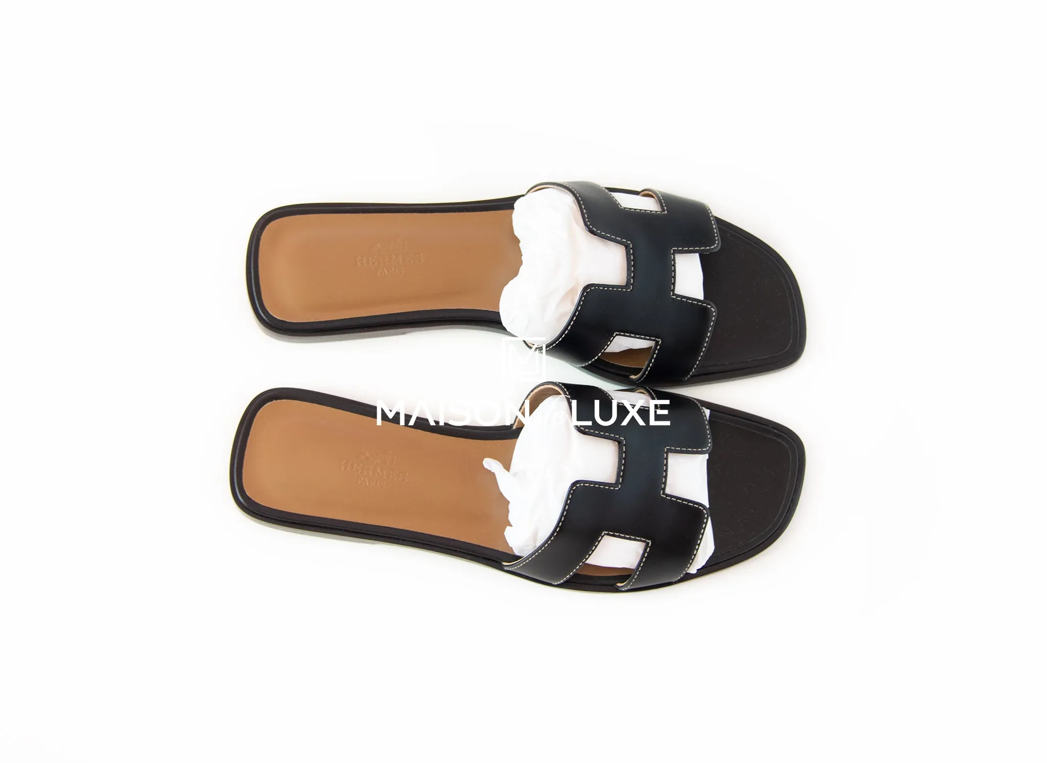 Hermes Women's Black Oran Sandal 38