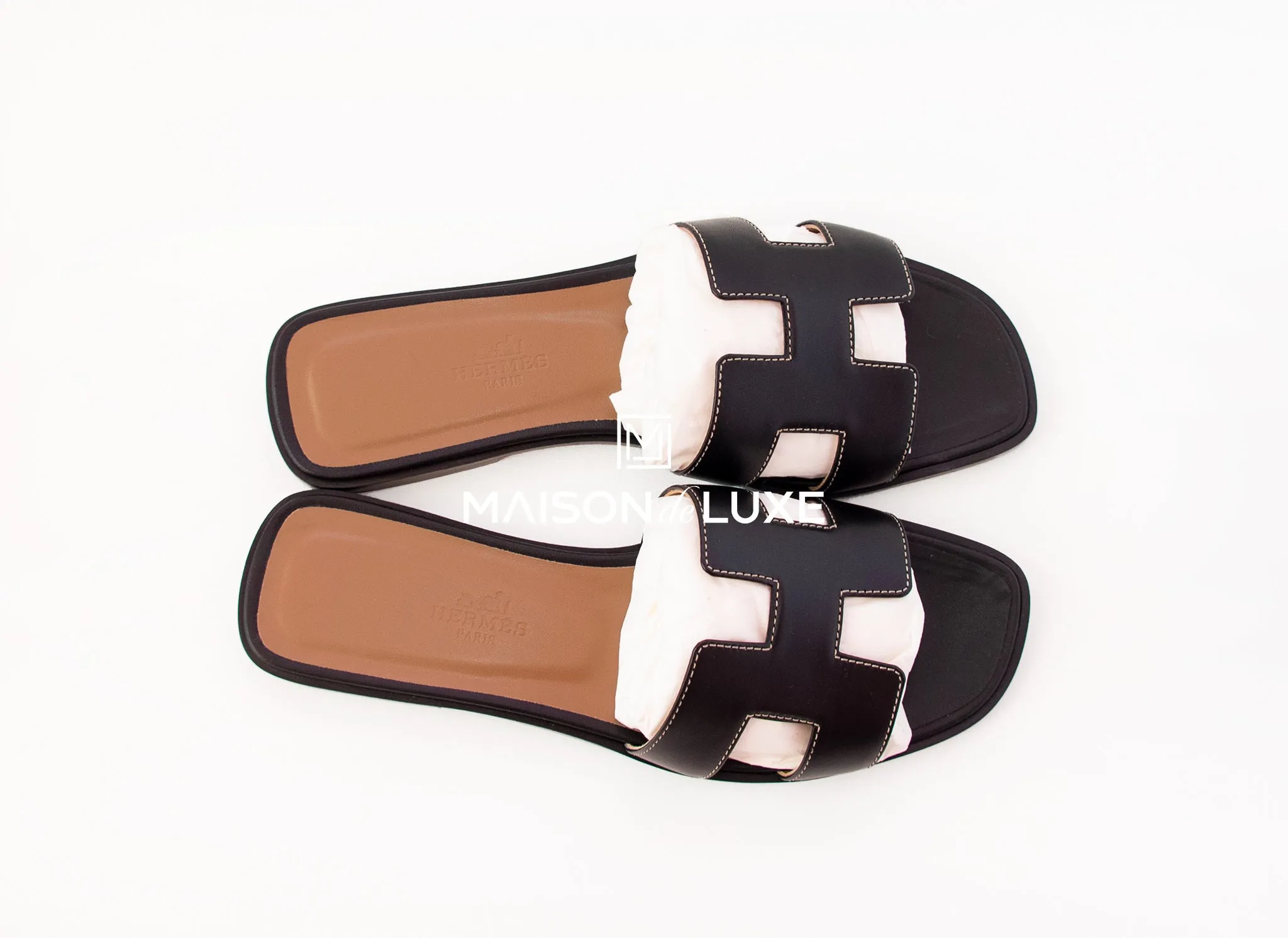 Hermes Women's Black Oran Sandal Slipper 37 Shoes