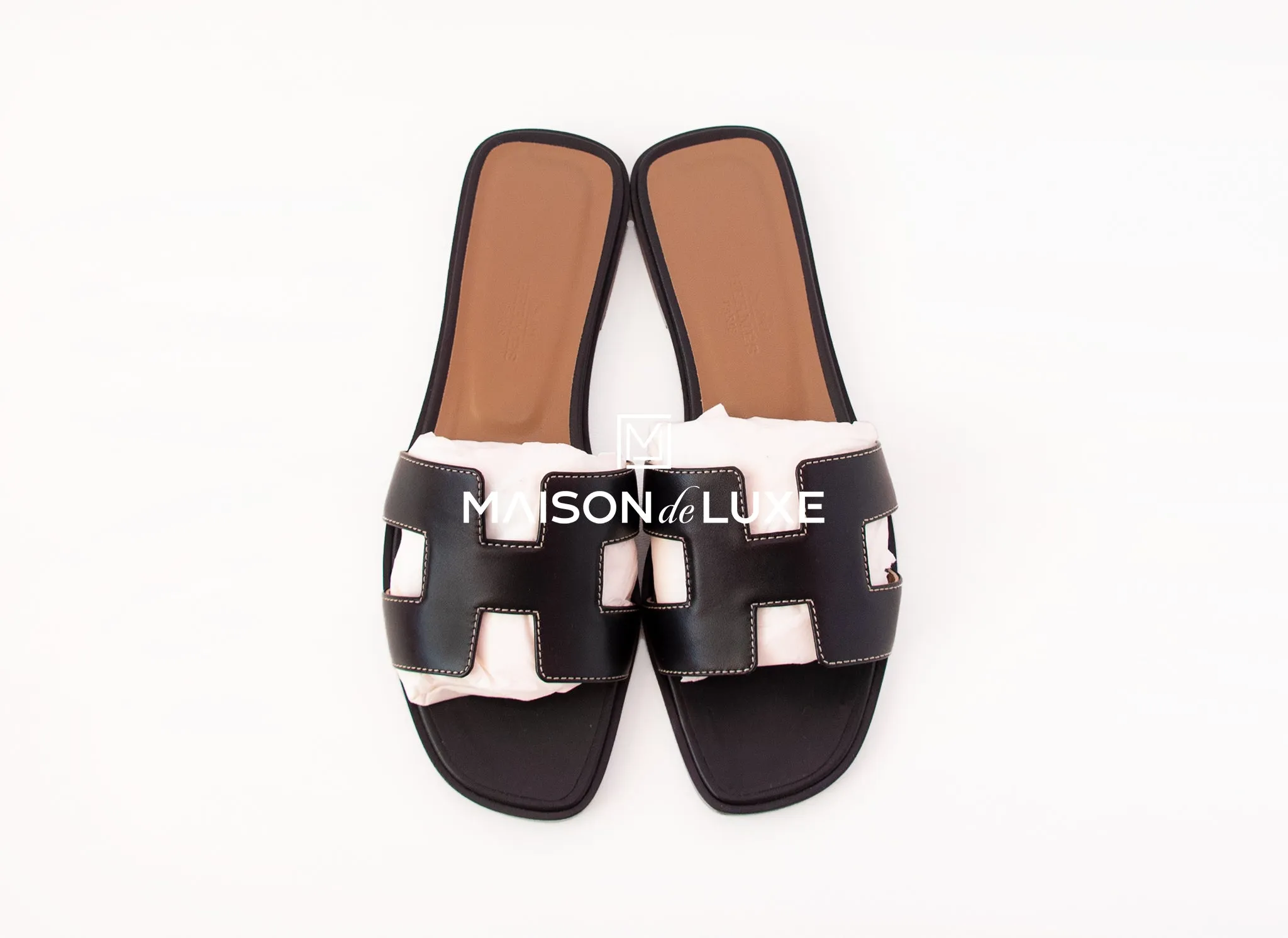 Hermes Women's Black Oran Sandal Slipper 37 Shoes