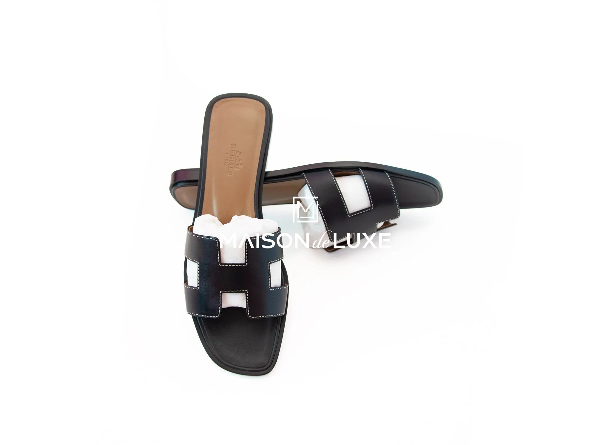 Hermes Women's Black Oran Sandal Slipper 39 Shoes