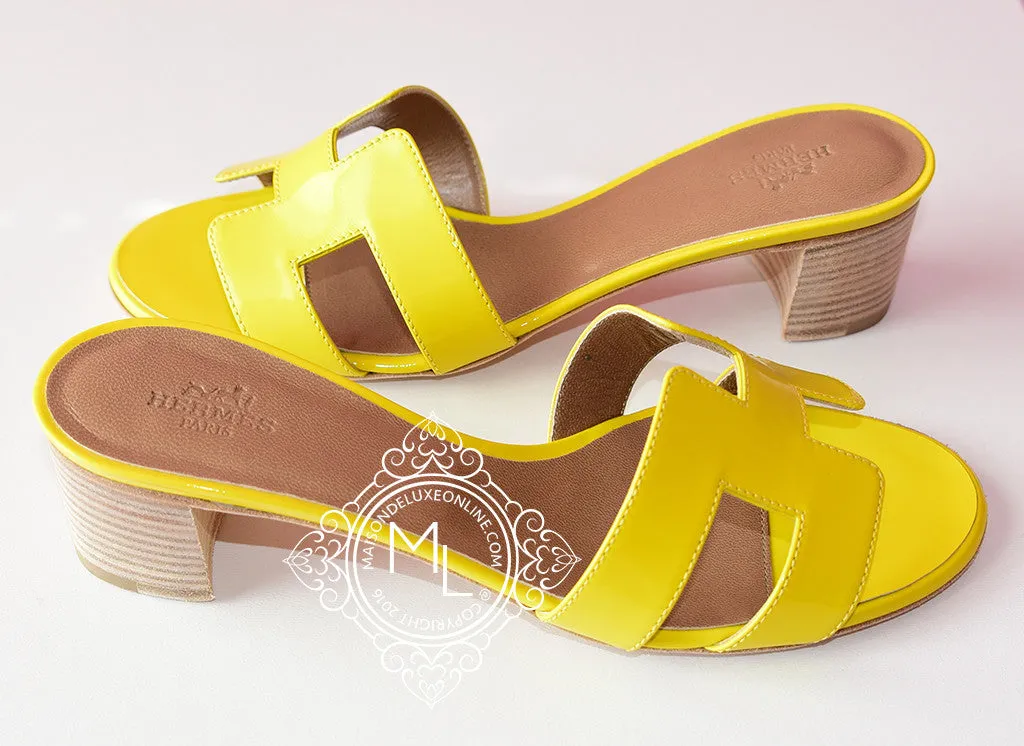 Hermes Womens Jaune Citron Yellow Oasis Sandal Slipper 36.5 Shoes