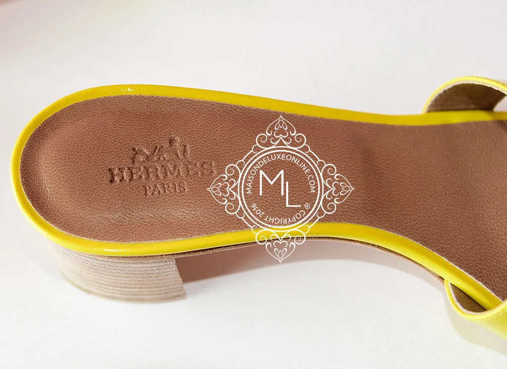 Hermes Womens Jaune Citron Yellow Oasis Sandal Slipper 36.5 Shoes