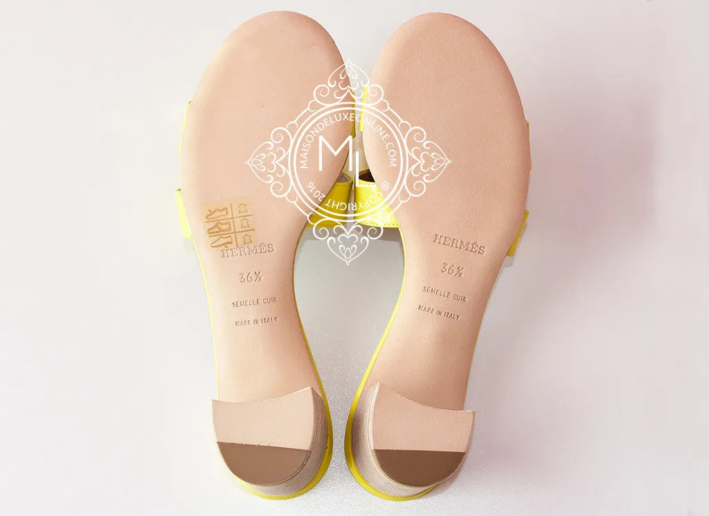Hermes Womens Jaune Citron Yellow Oasis Sandal Slipper 36.5 Shoes