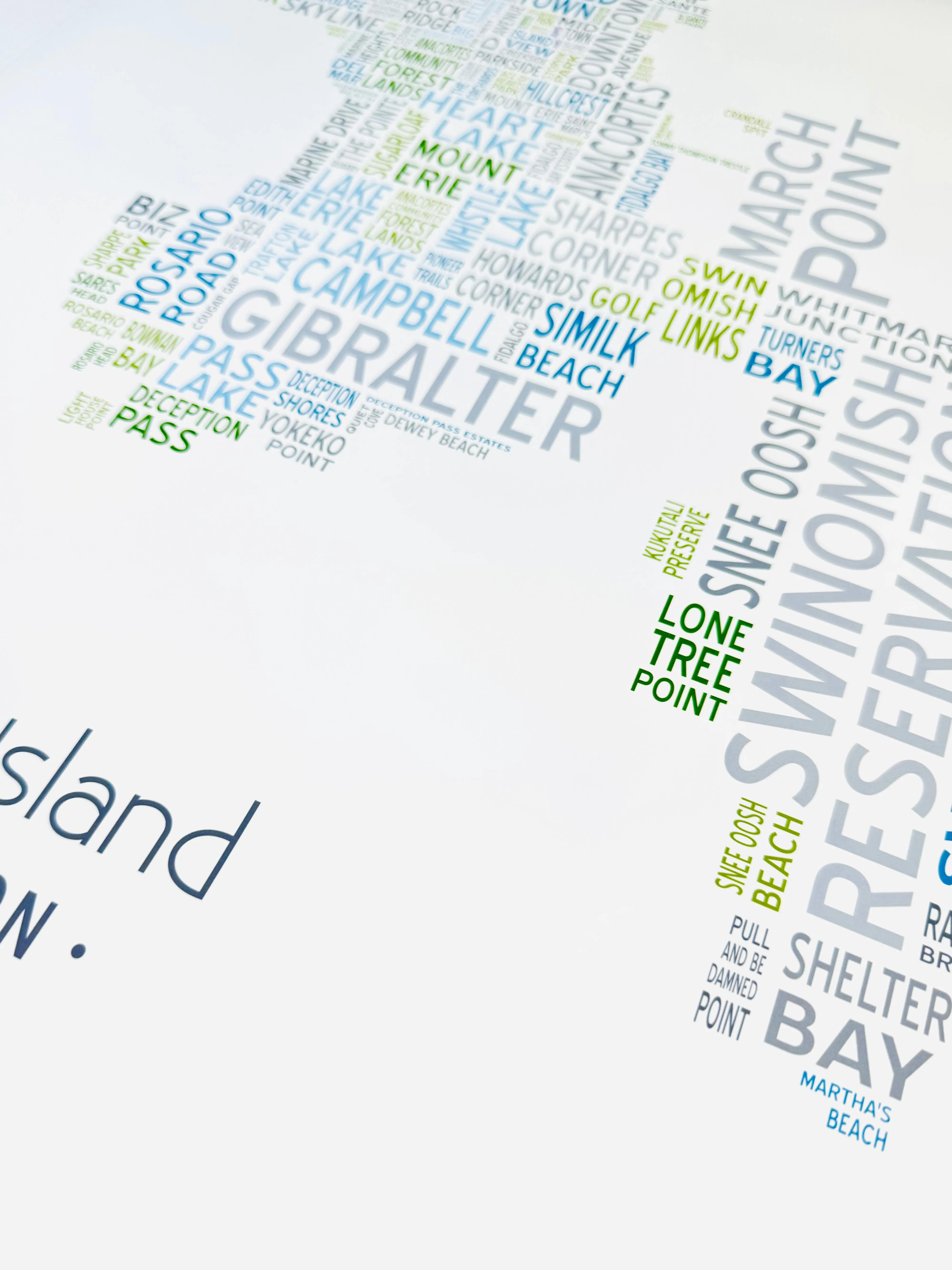 Island of Places Series - Fidalgo Island Art Print / Blue Green Gray (Unframed)