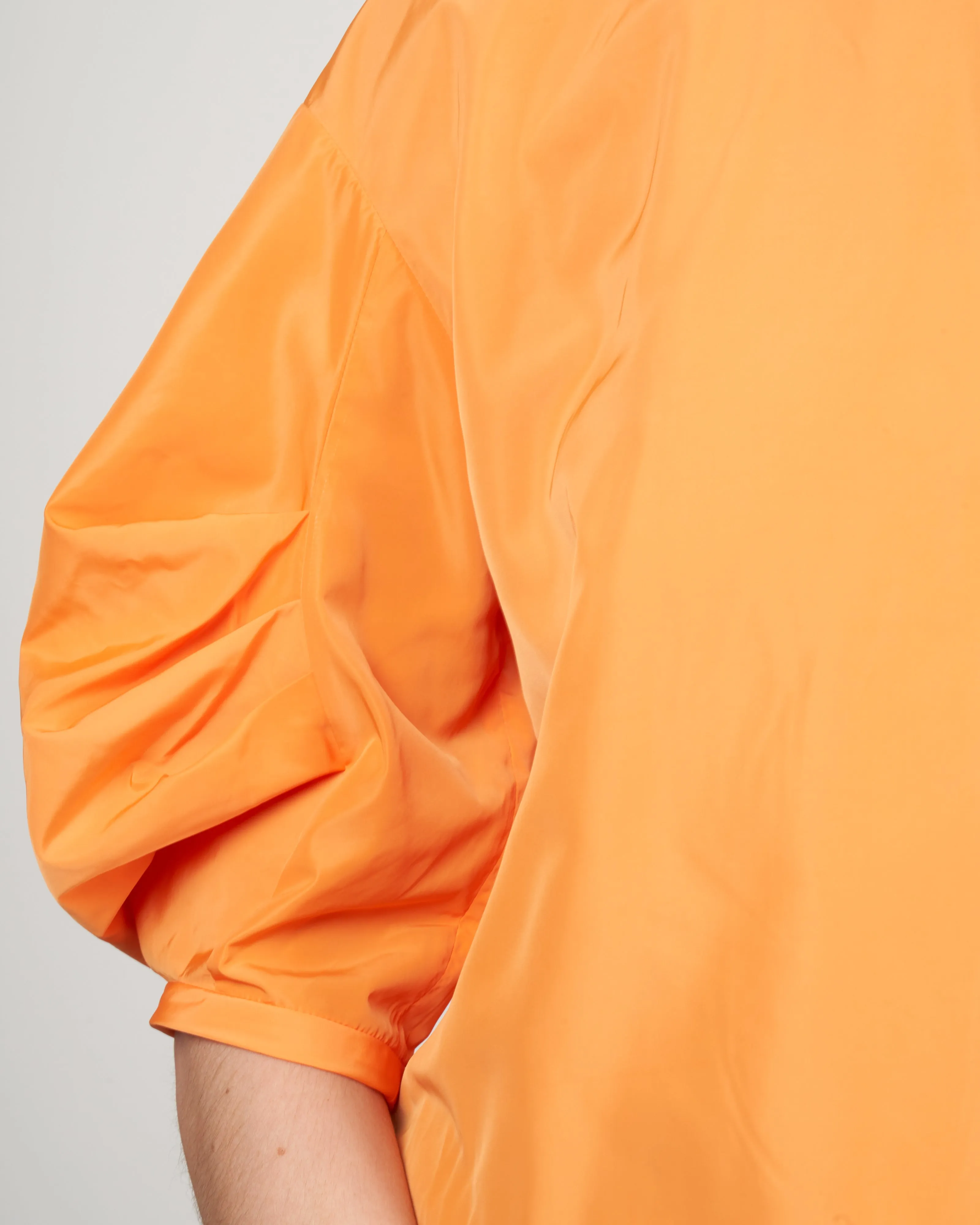 italian sporty nylon pleat sleeve top - orange