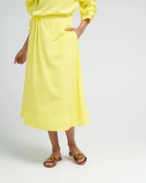 italian sporty nylon side shirred circle skirt - yellow