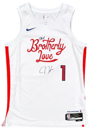 James Harden 76ers Signed Authentic Nike White City Edition Swingman Jersey BAS