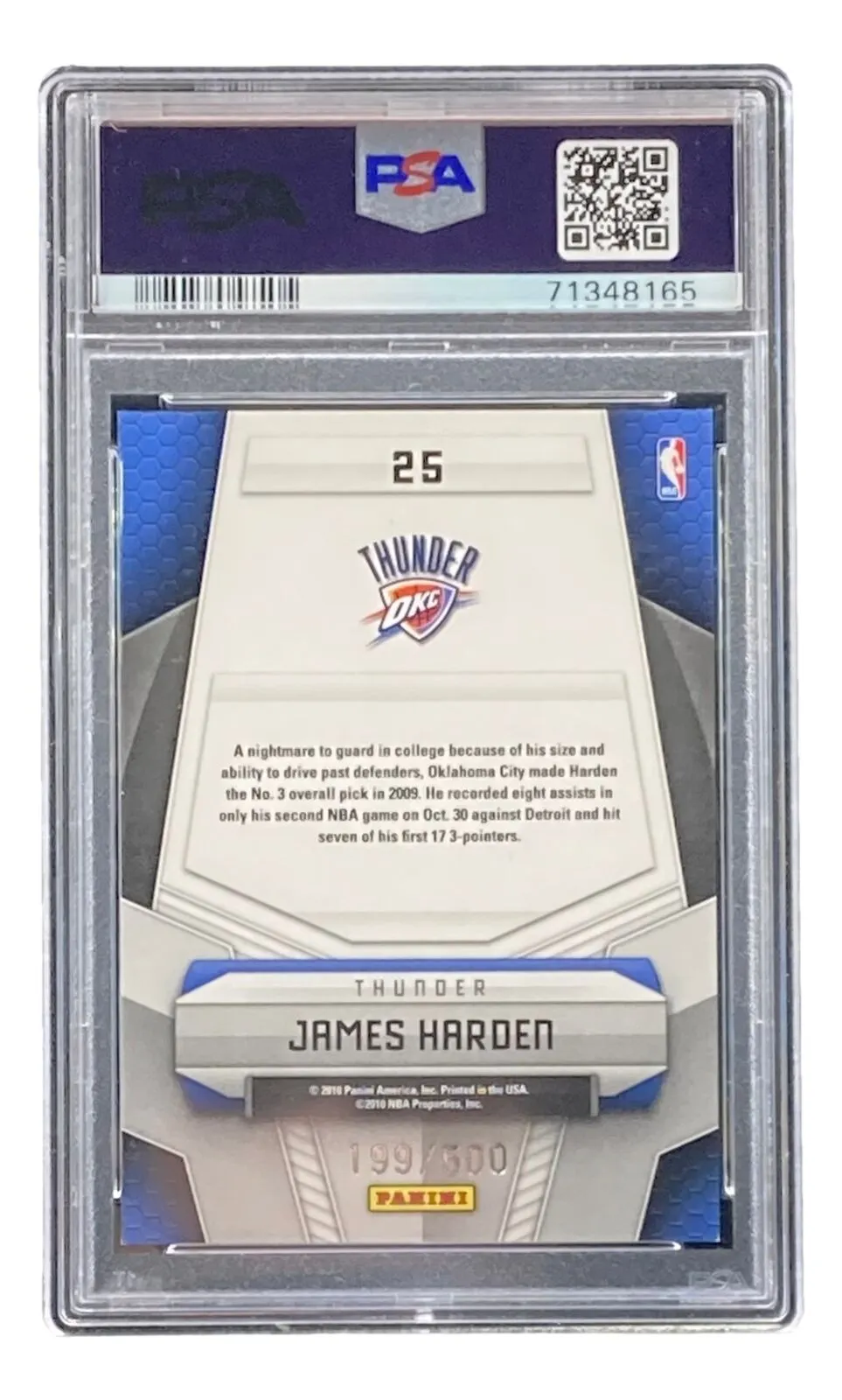 James Harden OKC Thunder 2009 Panini Certified Potential #25 199/500 RC PSA NM7