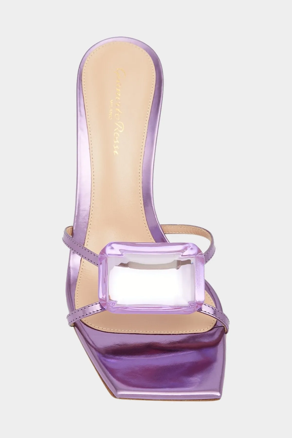 Jewel Iridescent Leather 70 Mule Sandal in Freesia