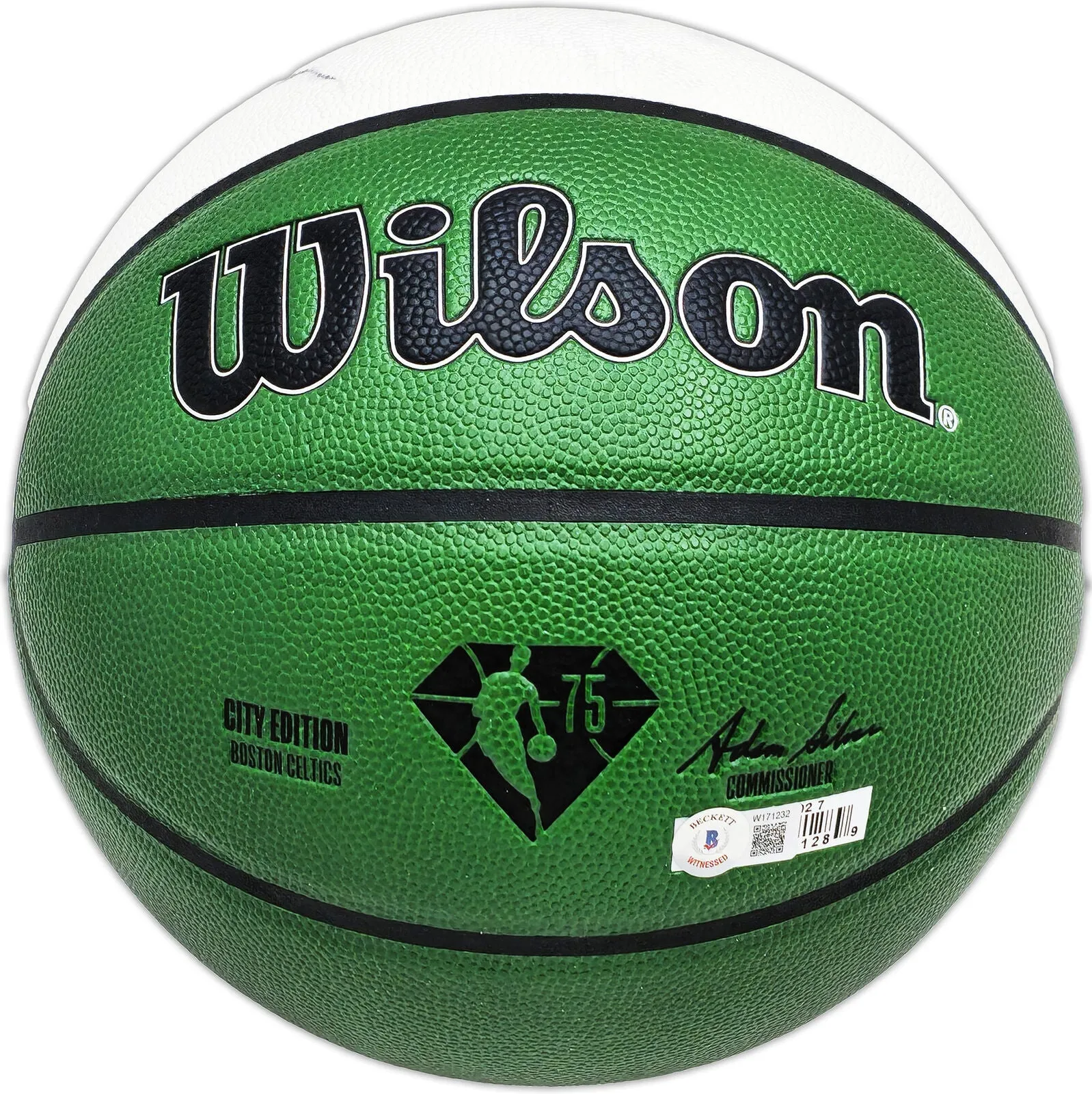 LARRY BIRD AUTOGRAPHED CITY EDITION SMOKE LOGO BASKETBALL CELTICS BECKETT 222787