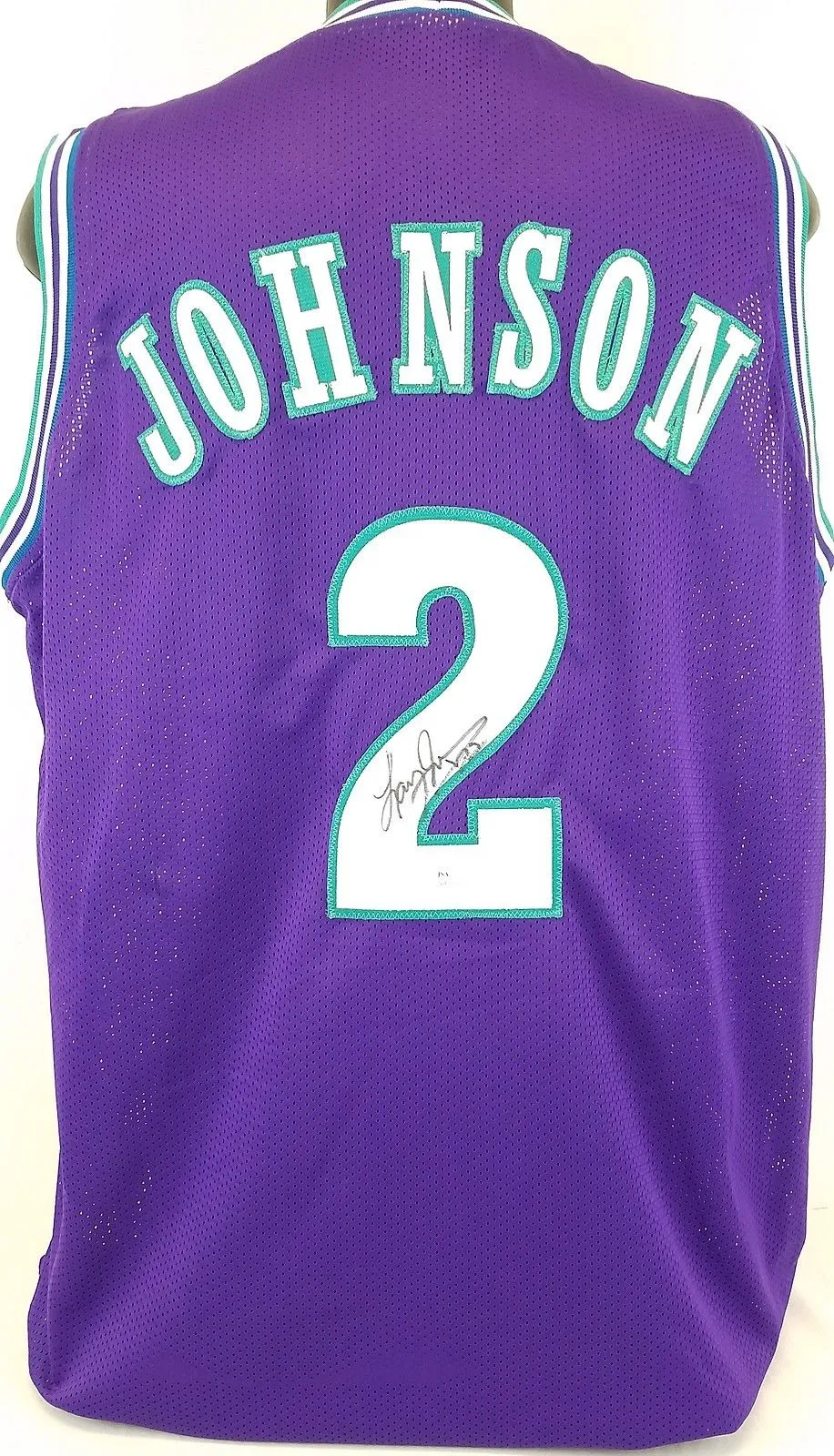 Larry Johnson Signed Autographed Charlotte Hornets Basketball Jersey (JSA COA)