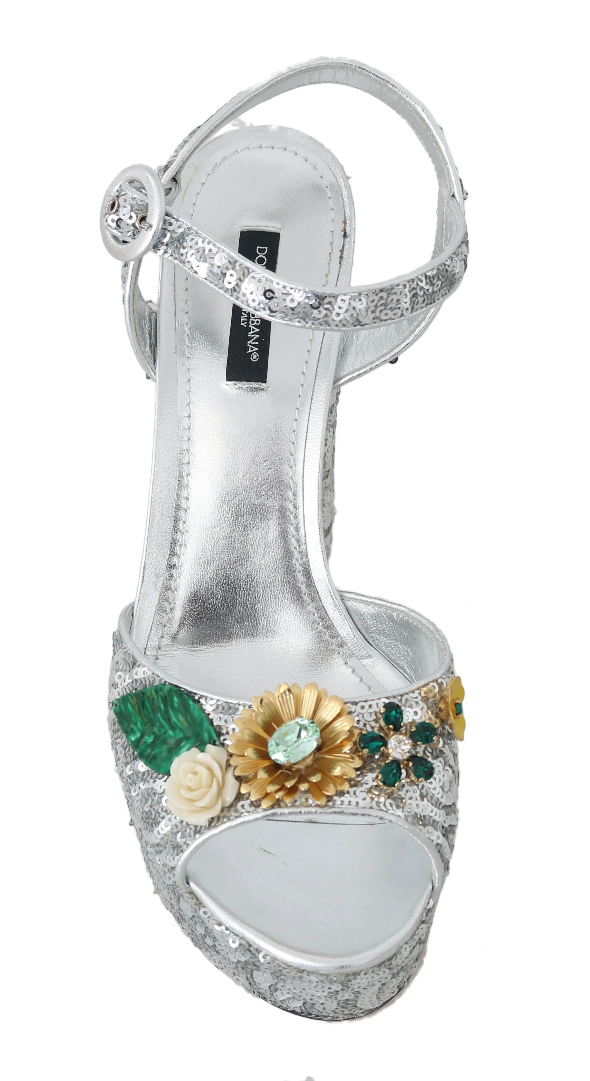 Leather Sequin Crystal Sandals