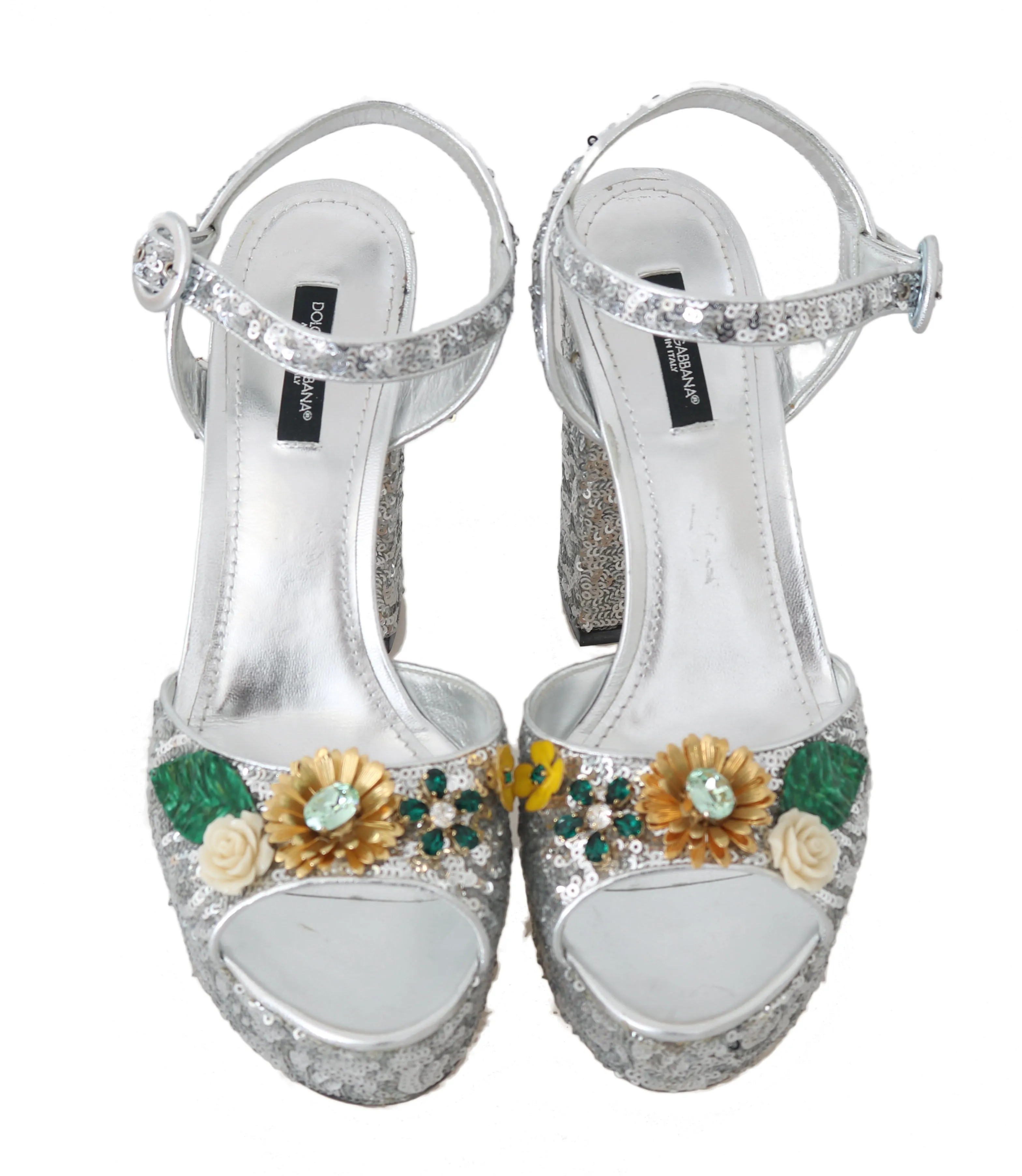 Leather Sequin Crystal Sandals