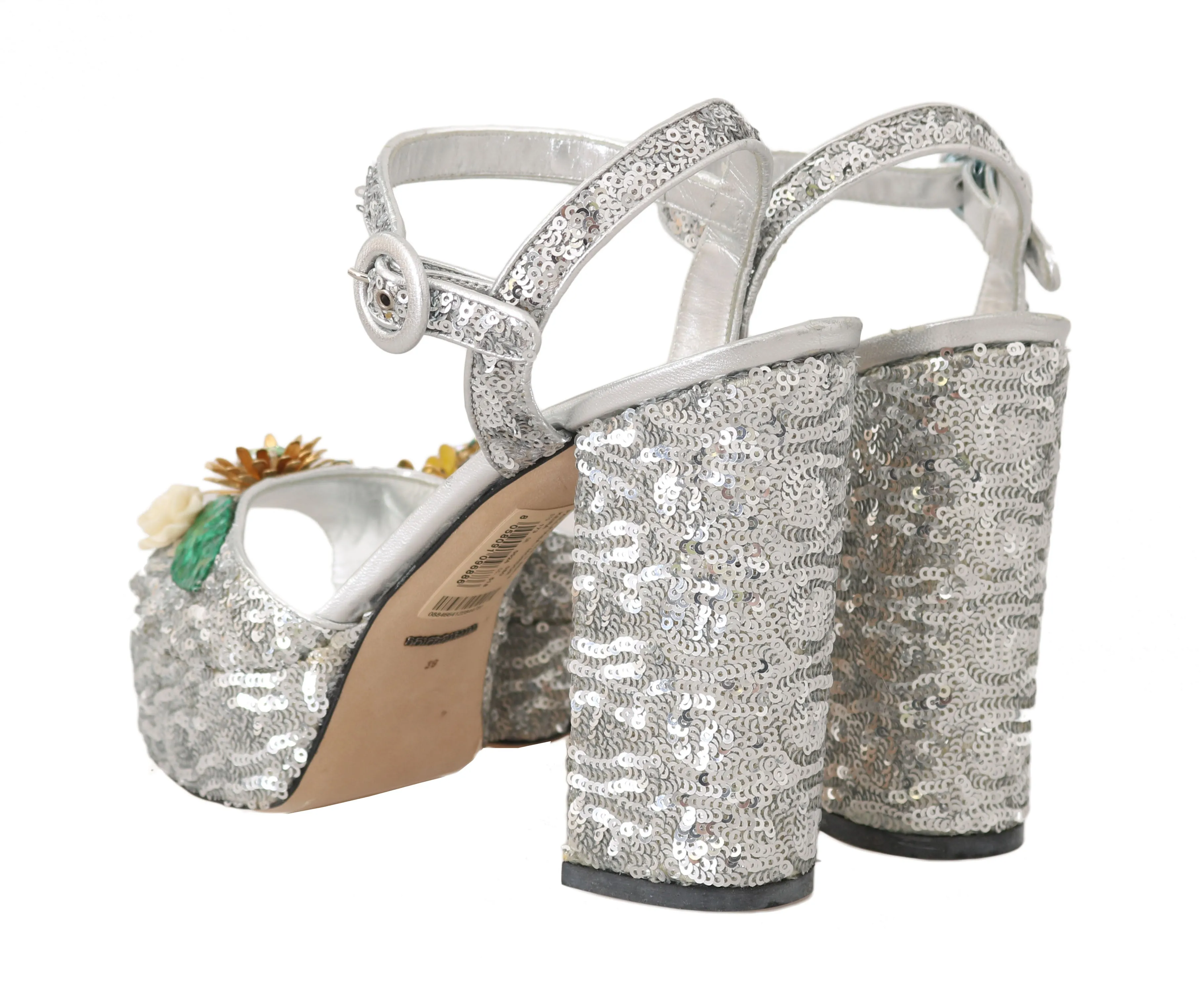 Leather Sequin Crystal Sandals