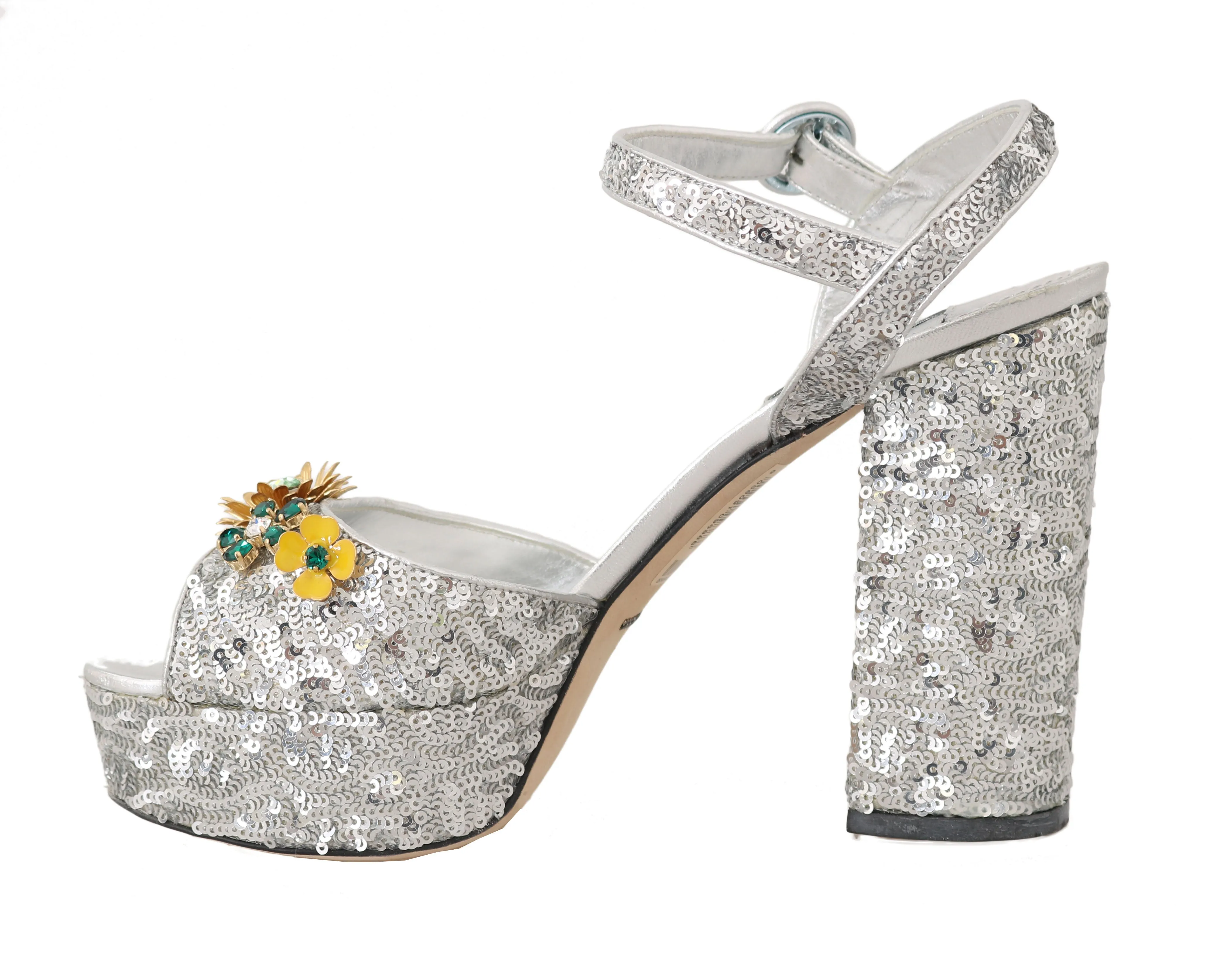 Leather Sequin Crystal Sandals