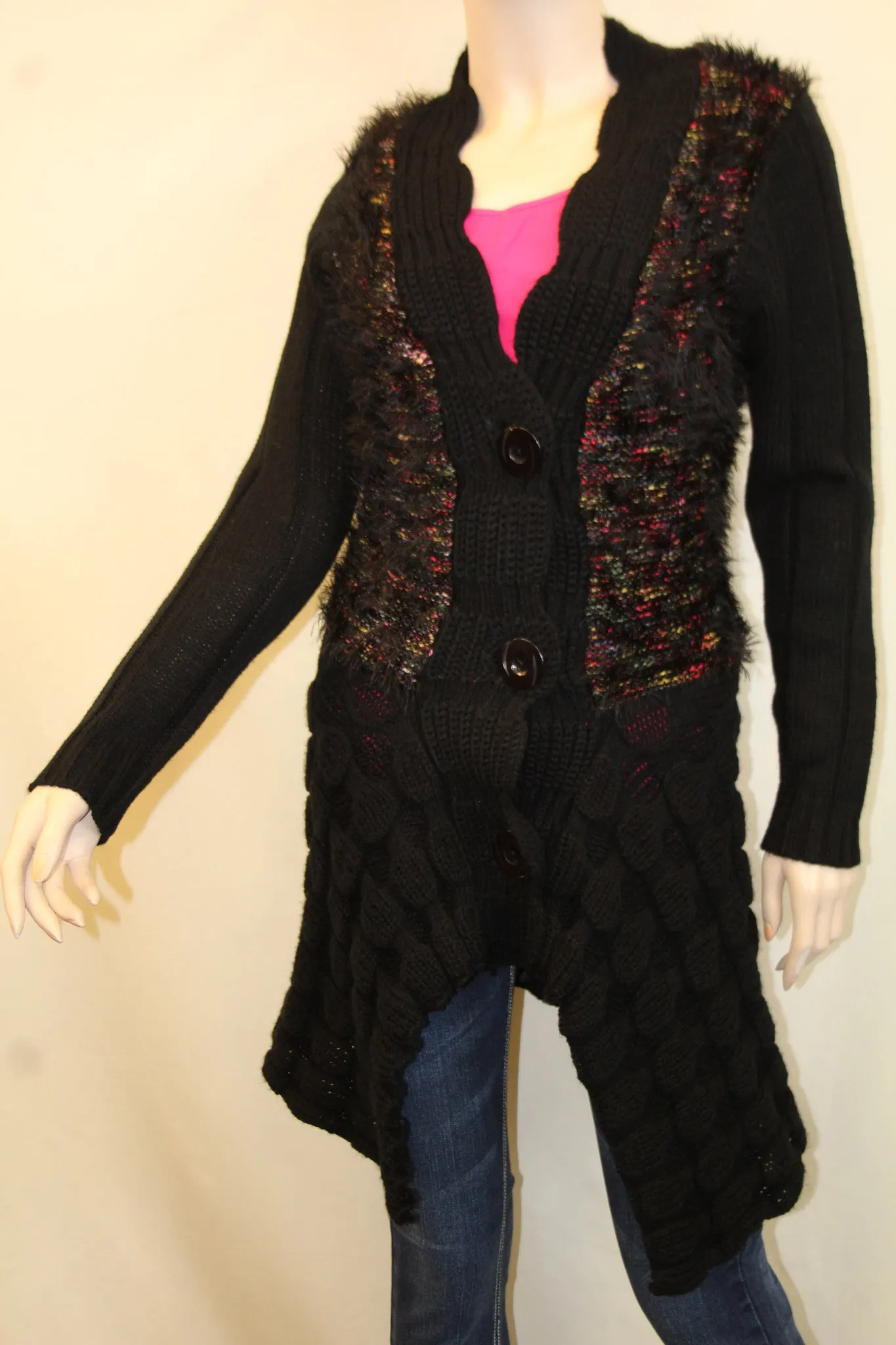 Lily | Black & Multi-Colored Sweater Cardigan