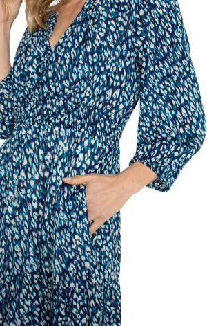 Liverpool Blue Topaz Animal Tiered Maxi Dress