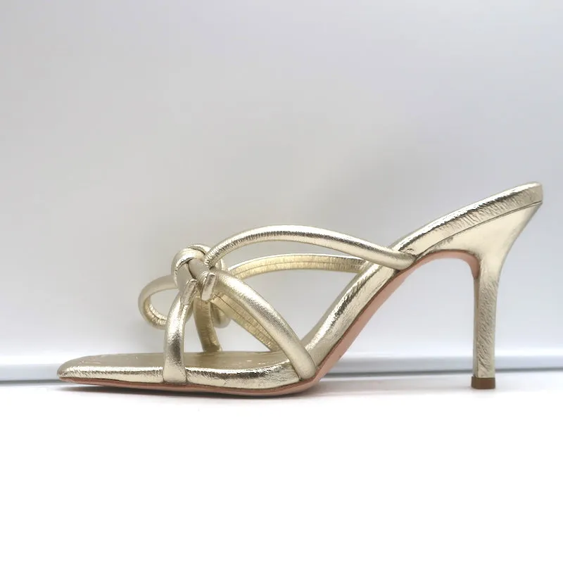 Loeffler Randall Margi Bow Sandals Gold Metallic Leather Size 9 NEW