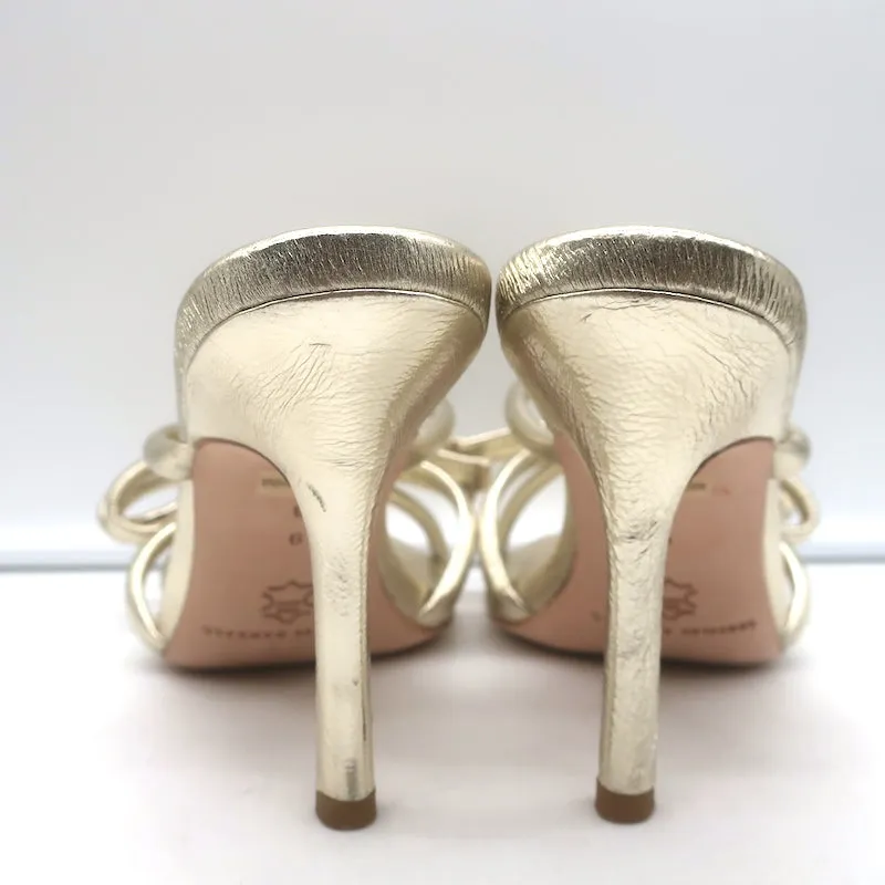 Loeffler Randall Margi Bow Sandals Gold Metallic Leather Size 9 NEW