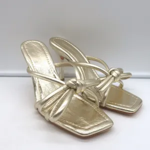 Loeffler Randall Margi Bow Sandals Gold Metallic Leather Size 9 NEW