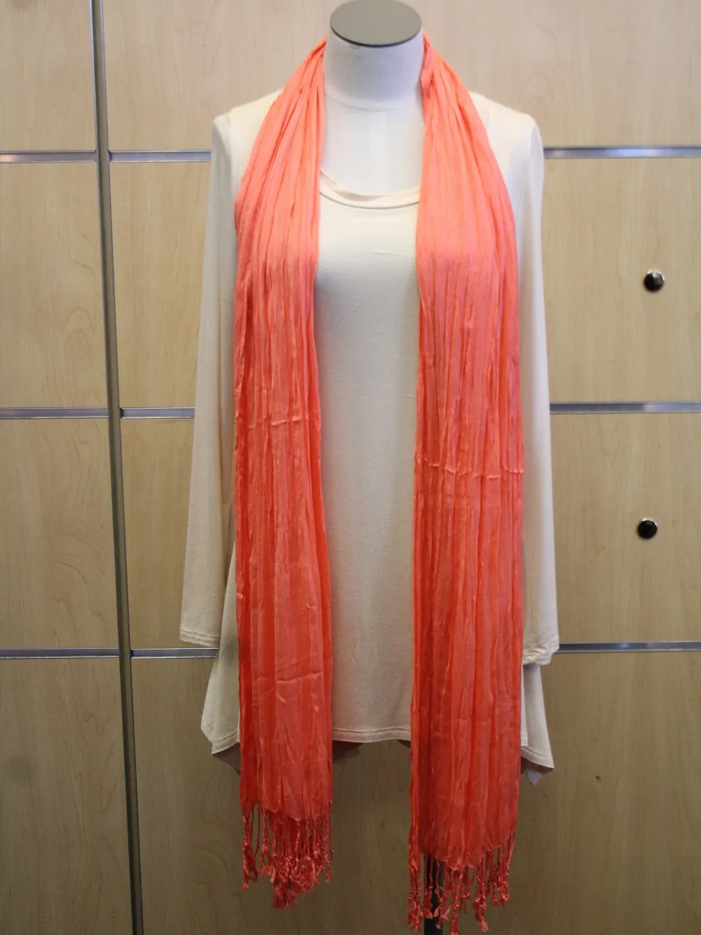 Look By M | Wrap Peach Fringe Scarf