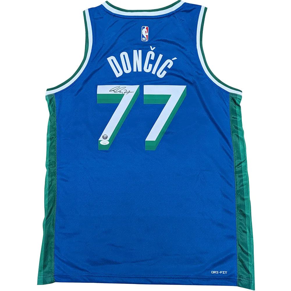 Luka Doncic Autographed Dallas Mavericks City Edition Swingman Replica Jersey