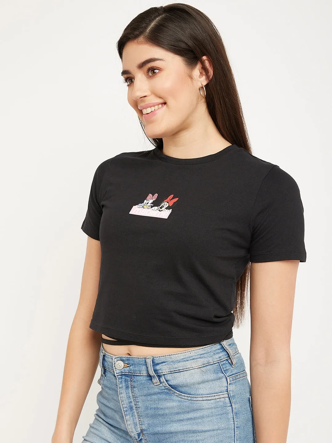 Madame Disney Minnie And Daisy Black Print Top