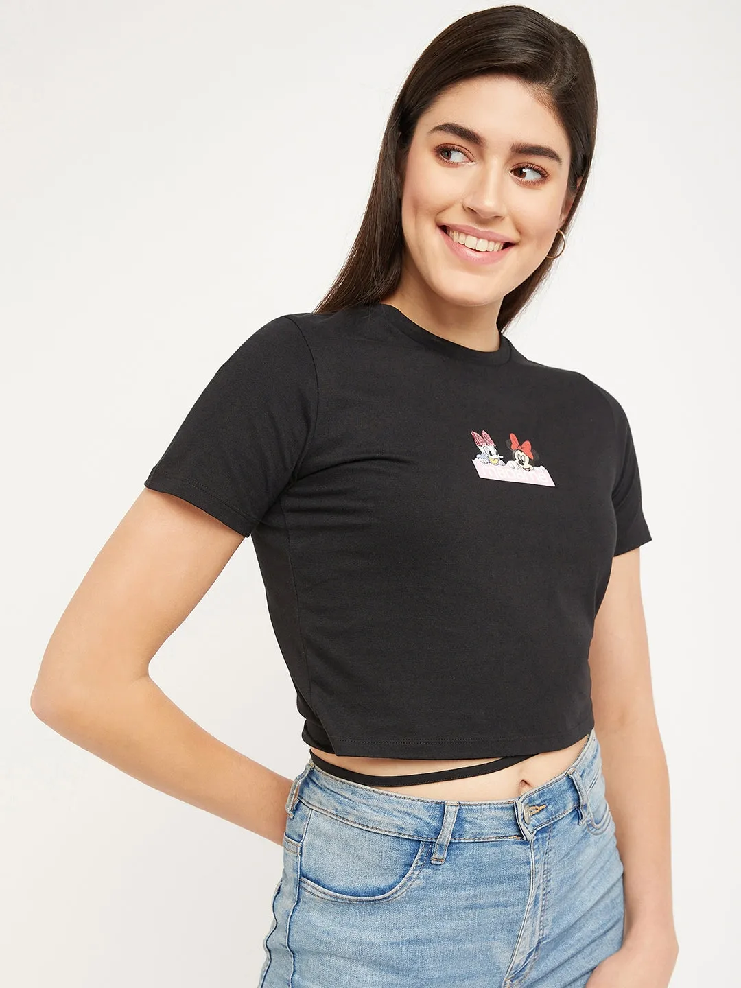 Madame Disney Minnie And Daisy Black Print Top