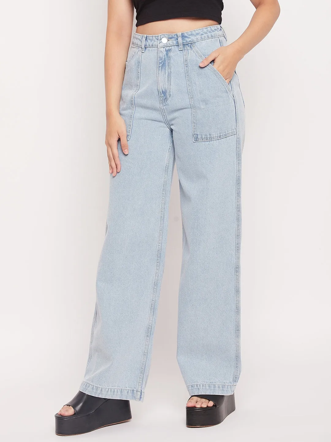 Madame Ice Blue High Rise Boyfriend Fit Jeans