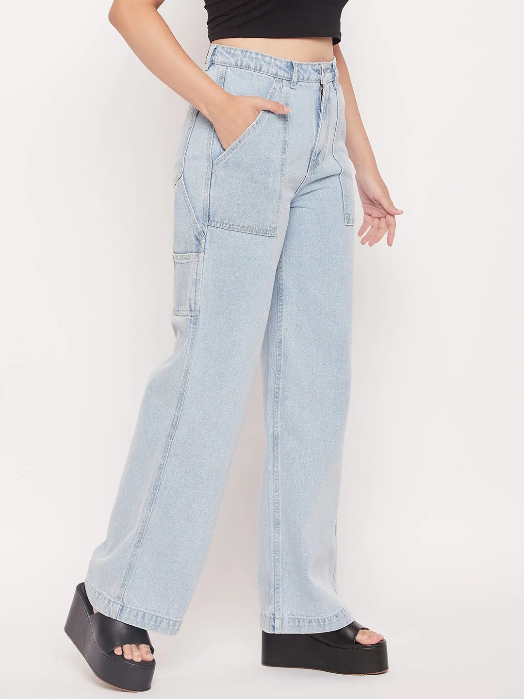Madame Ice Blue High Rise Boyfriend Fit Jeans