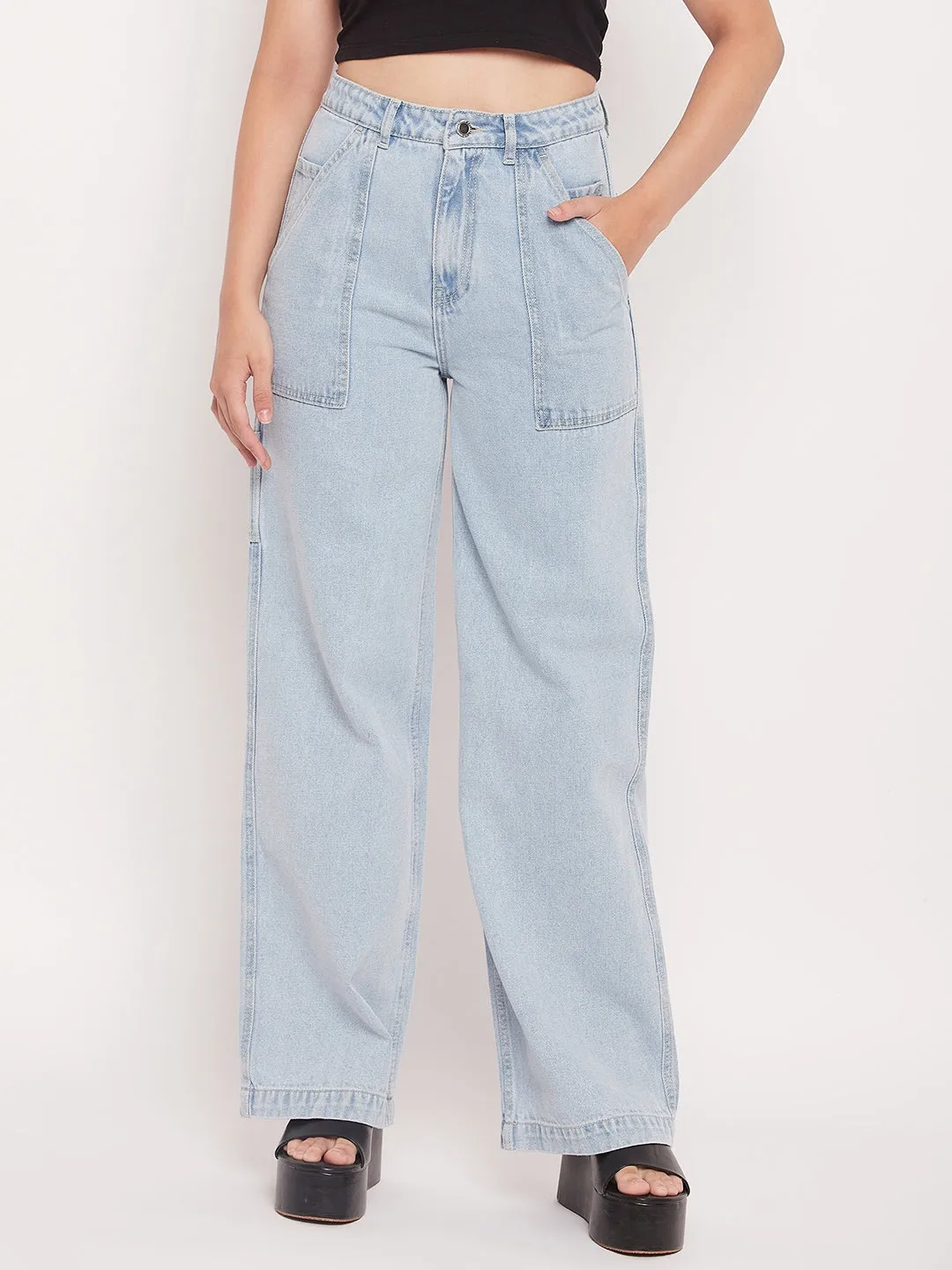 Madame Ice Blue High Rise Boyfriend Fit Jeans